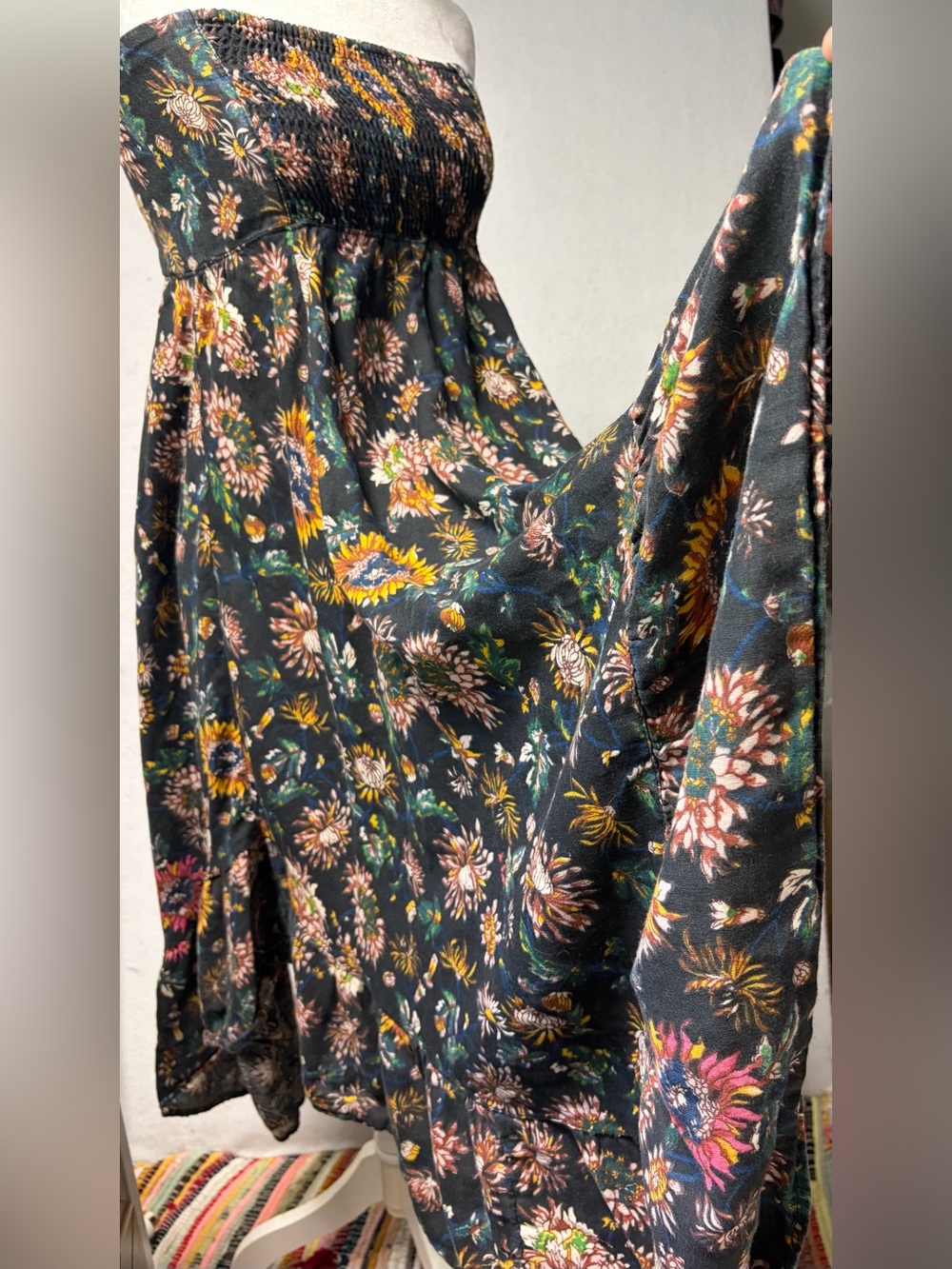Natural Life Convertible Skirt Dress 2 in 1 Boho Floral Handkerchief Hem Size M - Picture 5 of 14